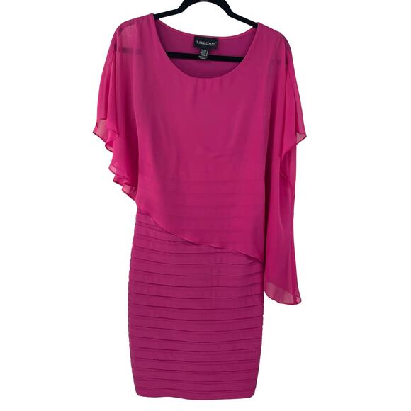 Frank Lyman Chiffon Overlay Fitted Pink Sheath Dress Womens 4 - Picture 1 of 6
